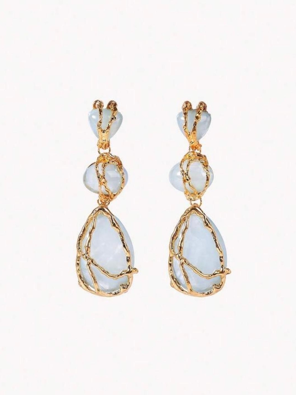 Earrings with Iridescent White Stones - Picture 7 of 7